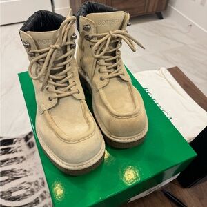 Bottega Veneta Tan Lace-Up Ankle Boots